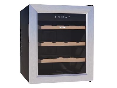 Modern Wine Cooler With Glass Door And Wooden Shelves For Temperature Control 3d model