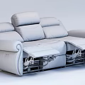 Modern Comfortable Leather Reclining Three-Seater Sofa With Stitch Detail For Living Room