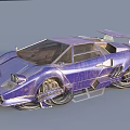 Futuristic Purple Sports Car With Sleek Body Rear Spoiler And Unique Wheels