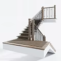 Modern Staircase With Wooden Handrail Balustrade And Gray Carpet Steps Near Sample Display Stand