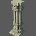Classical Stone Column With Ornate Base Textured Surface And Architectural Details 3d model