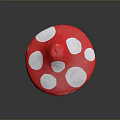 Cute Food Mushroom with Red Cap White Spots Smiling Face Round Eyes and Curved Mouth