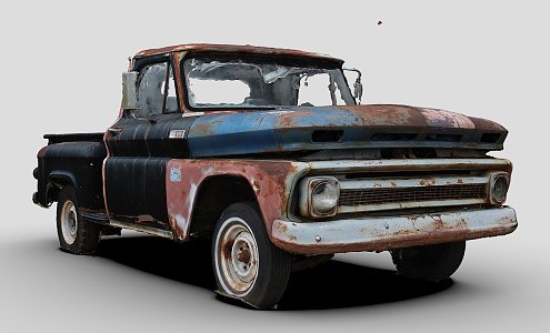 old blue black truck 3d model