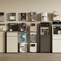 Various Modern Kitchen Appliances of Different Types Displayed in Row