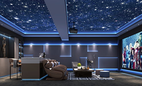 modern video room video hall 3d model