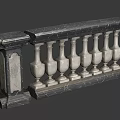 Classical Marble Balustrade With Vase Shaped Balusters And Gray Carved Design 3d model