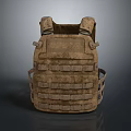 Brown Tactical Vest With Multiple Pockets And Adjustable Straps For Outdoor Use 3d model