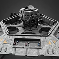 Futuristic Mechanical Platform With Dome Top Support Legs And Robotic Arms