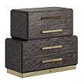Elegant Modern Chest of Drawers With Dark Wood Grain Gold Handles And Gold Base