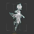 Fantasy Game Movie Character With Crown Blue Feather Outfit And Leg Armor