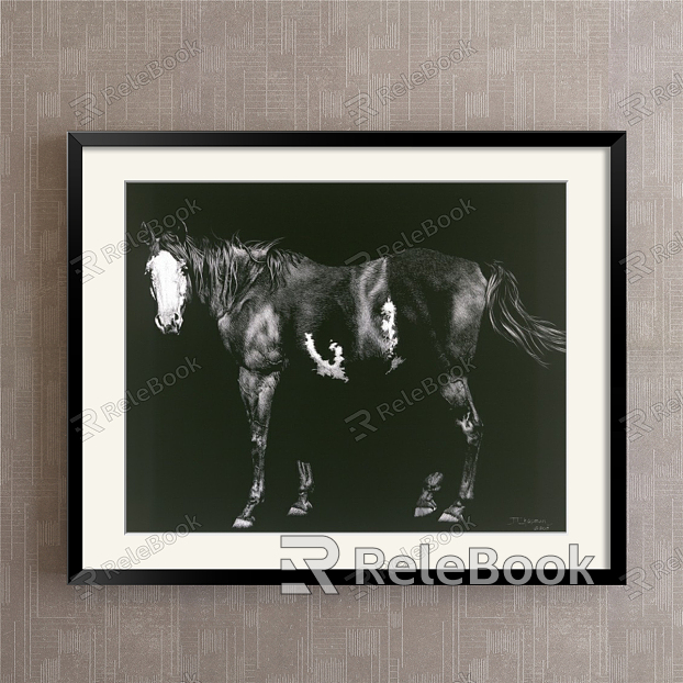 Modern Animal Painting Simple Black and White Restaurant Animal Horse Decorative Painting model