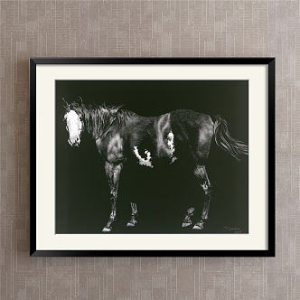 Modern Animal Painting Simple Black and White Restaurant Animal Horse Decorative Painting 3d model