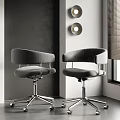 Stylish Modern Gray Office Chair with Padded Armrests and Chrome Metal Base