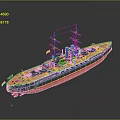 Vintage Warship Model With Black Red Hull Masts And Detailed Design