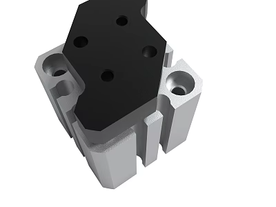 Mechanical Metal Part With Black Top Silver Body And Multiple Holes Design 3d model
