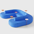 Stylish Blue U Shaped Multi Person Sofa With Orange Round Accents 3d model