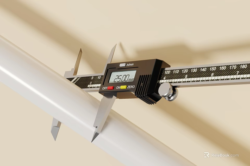 Precision Digital Vernier Caliper Measuring White Metal Pipe for Professional Hardware Tools 3d model 