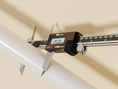 Precision Digital Vernier Caliper Measuring White Metal Pipe for Professional Hardware Tools 3d model