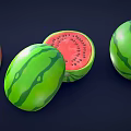 Fresh Whole And Sliced Watermelon With Juicy Red Flesh And Black Seeds