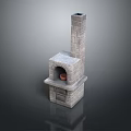 Traditional Stone Masonry Stove Structure With Chimney And Clay Pot In Firebox