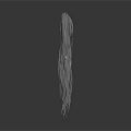 Gray Human Hair Model With Long Straight Strands And Natural Texture