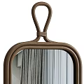 Decorative Hanging Oval Mirrors With Brown And Beige Frames And Curtain Reflection 3d model