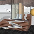 Modern Outdoor Space Stone And Wood Staircase With Illuminated Ceiling And Surrounding Trees