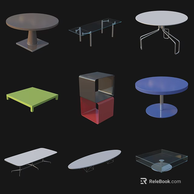 Modern Coffee Tables With Different Designs And Various Shapes For Living Room 3d model 