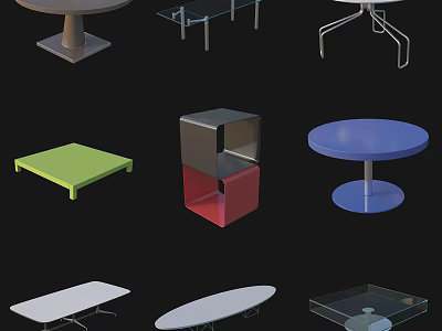 Modern Coffee Tables With Different Designs And Various Shapes For Living Room 3d model