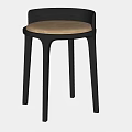 Two Modern Black Frame Kitchen Stools With Light Upholstered Seats 3d model