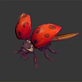 Vibrant Red Ladybug With Black Spots And Spread Wings In 3D Render 3d model