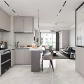 Modern Living And Dining Room Interior With Black Sofa TV Coffee Table And Window