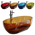 Transparent Glass Bathtub With Black Faucet In Different Sizes For Bathroom