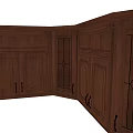 Traditional Dark Brown Wooden Kitchen Cabinets With Upper Lower Units And White Countertop