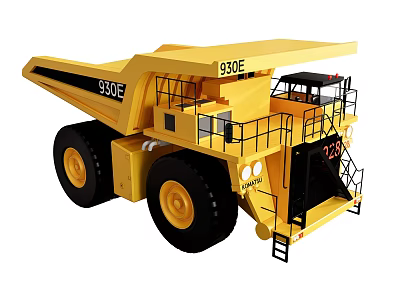 Yellow Large 930E Mining Dump Truck Heavy Duty Functional Vehicle 3d model
