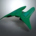 Green Streamlined Spaceship Model With Twin Wings And Detailed Panels 3d model
