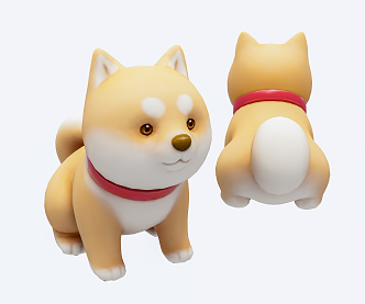 Modern Toy Cartoon Akita Dog 3d model