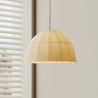 Modern Dome Shaped Pendant Light with Linen Shade and Soft Glow for Minimalist Interior Spaces 3d model