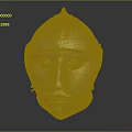 Ancient Metal Weapon Helmet with Shiny Silver Surface and Detailed Facial Features