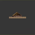 Traditional Tent On Sandy Ground With Wooden Frame Thatch Roof And Stone Ring