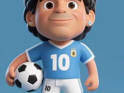 Man in Argentina Soccer Jersey with Number 10 Holding Soccer Ball Against Blue Background 3d model