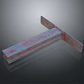 L Shaped Blue And Red Painted Metal Structure On Black Reflective Surface 3d model