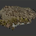 Natural Rocky Terrain Featuring Brown Gray Rocks and Green Moss Layers