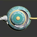 Unique Decorative Turquoise Teapot With White Swirl Patterns And Gold Accents