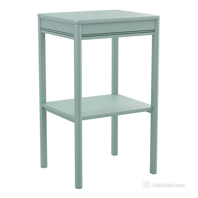 Minimalist Light Green Chest of Drawers With Metal Frame And Open Shelf 3d model 