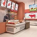 Shop Meat Shop Fresh Food Shop Beef Shop Commercial Door Face Door Face Beef Constant Temperature Cabinet Acid Drainage Cabinet 3d model