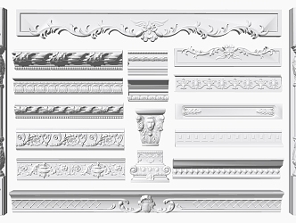 European plaster line gypsum carved line 3d model