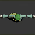 3D Model Character With Green Hair Light Green Top And Blue Shorts On Gray Background