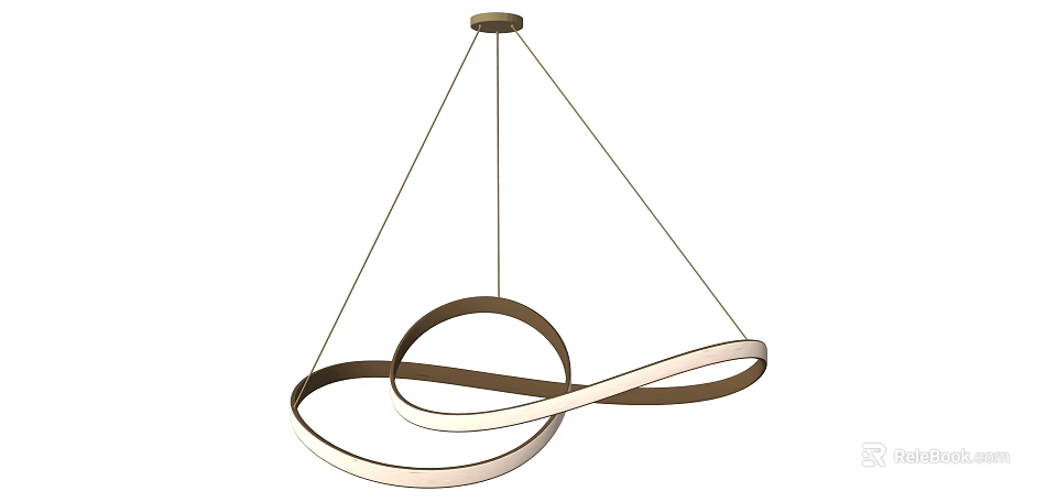 Modern Chandelier With Intertwined Curved Loops And Sleek White Brown Metallic Design For Interior Decor 3d model 