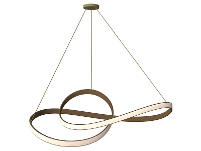 Modern Chandelier With Intertwined Curved Loops And Sleek White Brown Metallic Design For Interior Decor 3d model
